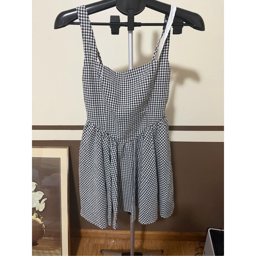 Elle Reign NWT Black and White Gingham Mini Dress with Square Neckline